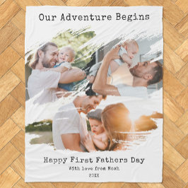 Erstgeburtstag Pinselstrich 3 FotoCollage Fleecedecke