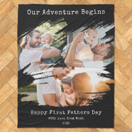 Erstgeburtstag Pinselstrich 3 FotoCollage Fleecedecke