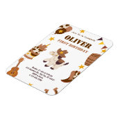 Erstgeburtstag Rodeo Junge 1. Einladungen flexibel Magnet (Linke Seite)