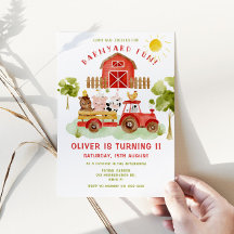 Erstgeburtstagsfeier Einladung für rote Landtiere