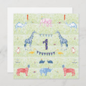 Erstgeburtstagstiereinladung zum Geburtstag Einladung (Vorne/Hinten)