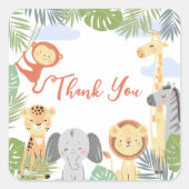 ErstgeburtstickerDanke mit niedlichen Tieren. Quadratischer Aufkleber (Vorderseite)