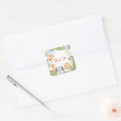 ErstgeburtstickerDanke mit niedlichen Tieren. Quadratischer Aufkleber (Umschlag)