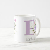 Erstinitiale plus Name Erica mit Blumen Kaffeetasse (VorderseiteRechts)