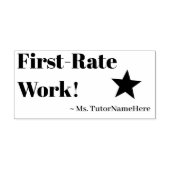 "Erstklassige Arbeit!" + Name des benutzerdefinier Gummistempel (Prägung)