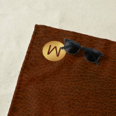 Erstklassige Chic Brown Texture & Gold Monogram Strandtuch (Beispiel)