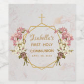 Erstklassige Kommunion Floral Gold Marmor Orchidee Weinetikett (Einzelnes Label)