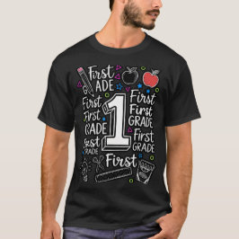 Erstklassige Rückkehr zur Schule Kreidetafel Doodl T-Shirt