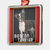 ERSTKLASSIGE WEIHNACHTSverzierung BOSTONS TERRIER Silbernes Ornament (Links)