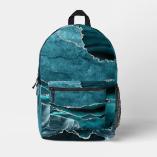 Erstklassiger eleganter Türkisblauer Silber-Achat- Bedruckter Rucksack