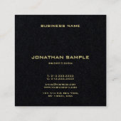 Erstklassiger schwarzer Goldtext-elegante Quadratische Visitenkarte (Rückseite)