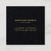 Erstklassiger schwarzer moderner Minimalistischer Quadratische Visitenkarte (Rückseite)