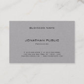 Erstklassiges graues elegantes modernes visitenkarte (Rückseite)