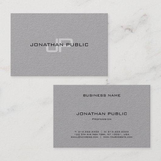 Erstklassiges graues elegantes modernes visitenkarte (Vorne/Hinten)