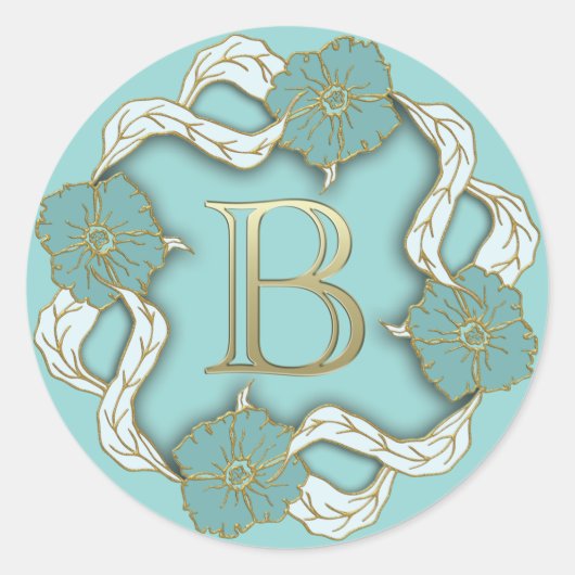 Erstkleber für Monogramm B Runder Aufkleber (Vorderseite)