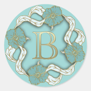 Erstkleber für Monogramm B Runder Aufkleber
