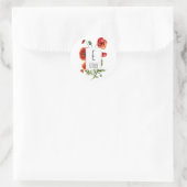 Erstkleber Roter Mohn Blume der Blumenmonogramm Runder Aufkleber (Tasche)