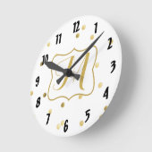 Erstklemme für den Gold Glitzer Confetti Monogram Runde Wanduhr (Winkel)