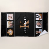Erstkollage mit schwarzem Foto in Monogramm Strandtuch (Vorderseite)