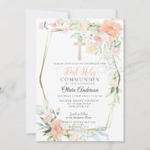 Erstkommunion | Aquarellfarbene Frühlingsblumen Einladung (Vorderseite)