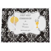 Erstkommunion Blonde Boy Black Damask Große Geschenktüte (Vorderseite)