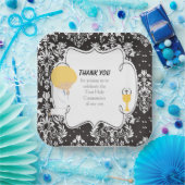 Erstkommunion Blonde Boy Black Damask Pappteller (Party)