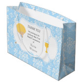 Erstkommunion Blonde Boy Blue Damask Große Geschenktüte (Rückseite Schrägansicht)