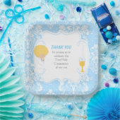 Erstkommunion Blonde Boy Blue Damask Pappteller (Party)