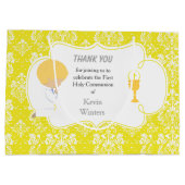 Erstkommunion Blonde Boy Yellow Damask Große Geschenktüte (Rückseite)