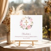 Erstkommunion Blumenkranz rosa Mädchen Gästebuch