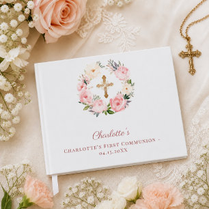 Erstkommunion Blumenkranz rosa Mädchen Gästebuch