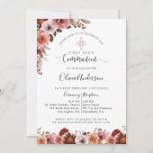Erstkommunion der Girl Blush Pink Blumenzelleneinl Einladung (Vorderseite)