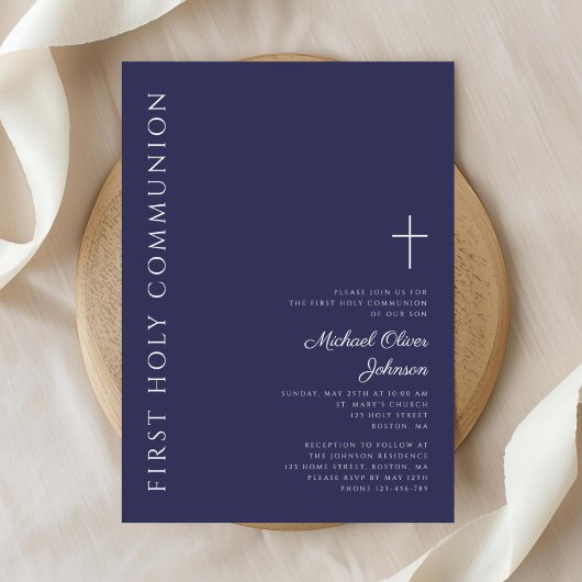 Erstkommunion der modernen Marine Blue Cross Einladung