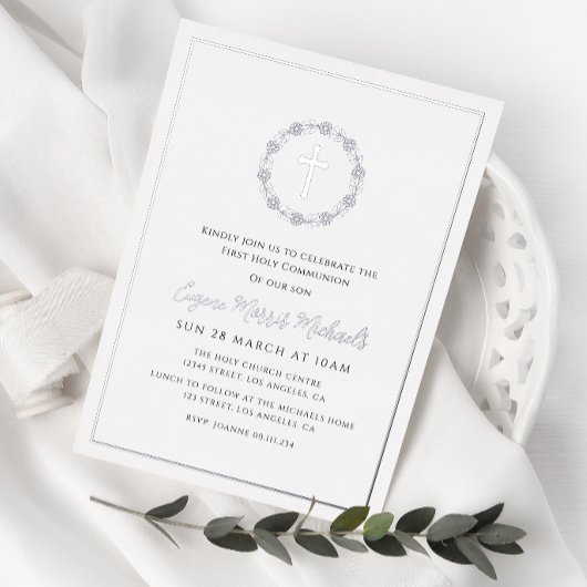Erstkommunion des botanischen Kranzes Folieneinladung