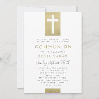 Erstkommunion-Einladung Goldkreuz Einladung