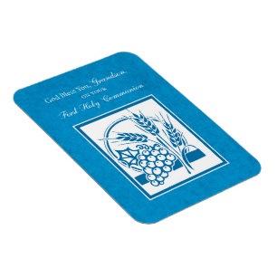 Erstkommunion Enkel Blau, Weizen, Trauben Magnet