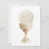 Erstkommunion Eucharistie goldene Engel Einladung (Rückseite)