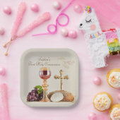 Erstkommunion-Eucharistie-Kelch-Design Pappteller (Party)