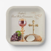 Erstkommunion-Eucharistie-Kelch-Design Pappteller (Vorderseite)