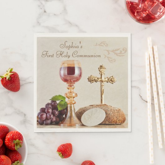 Erstkommunion-Eucharistie-Kelch-Design Serviette (Beispiel)