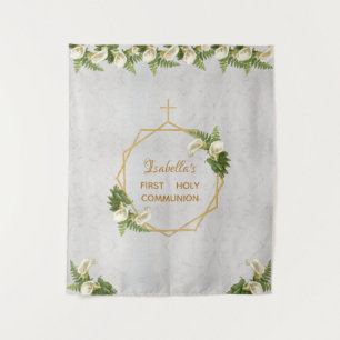 Erstkommunion Hintergrund Gold Marmor Calla Lilien Wandteppich