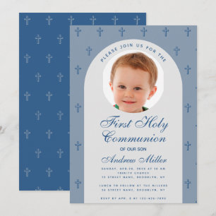 Erstkommunion Jungen Foto Staubig Blaues Tor Moder Einladung