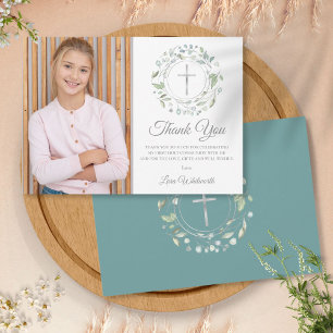 Erstkommunion Lorbeerkranz Foto Dankeskarte