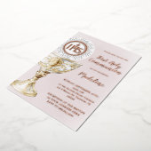 Erstkommunion Mädchen Kelch Hostie Folieneinladung (Gedreht)