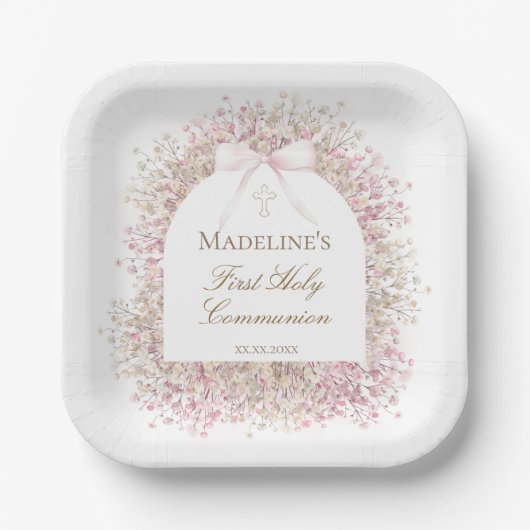 Erstkommunion Mädchen Pappteller (Vorderseite)
