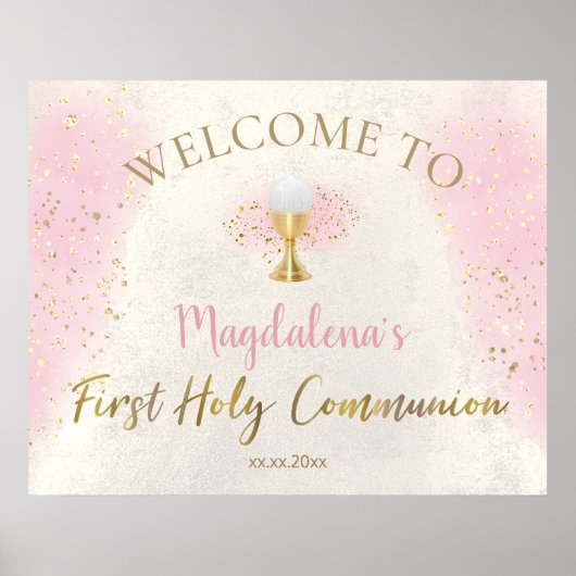 Erstkommunion Mädchen Willkommen  Poster (Vorne)