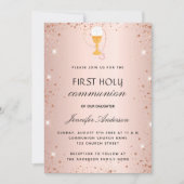 Erstkommunion-Rose-Goldkalienmoderator Einladung (Vorderseite)