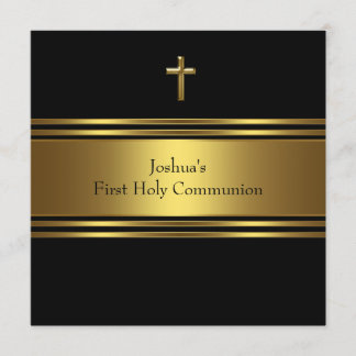 Erstkommunion von Black Gold Cross Boys Einladung