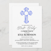 Erstkommunioneinladungen für Blaue Einladung (Vorne/Hinten)