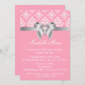Erstkommunioneinladungen von Damask Bow Einladung (Vorne/Hinten)